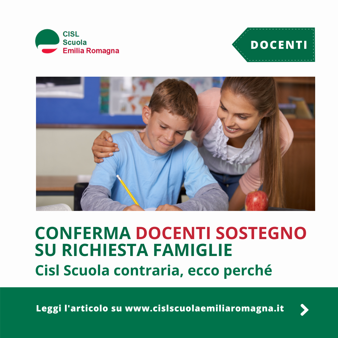 No alla conferma docenti di sostegno su richiesta famiglie 